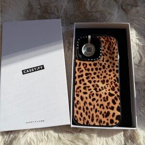 Casetify Leopard Print Phone Case - Tan and Black